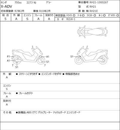 Honda X-ADV лот № 8486 оценка 5  с аукциона в Японии 0