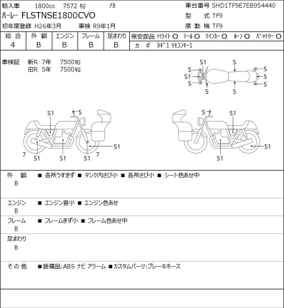 Harley-Davidson HARLEY FLSTNSE1800CVO лот № 5165 оценка 4  с аукциона в Японии 0