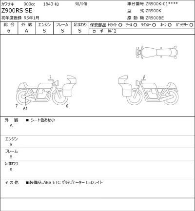 Kawasaki Z900RS SE лот № 5170 оценка 6  с аукциона в Японии 0