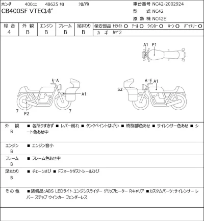 Honda CB400SFV-4 лот № 5238 оценка 4  с аукциона в Японии 0