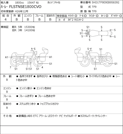 Harley-Davidson HARLEY FLSTNSE1800CVO лот № 5650 оценка 4  с аукциона в Японии 0