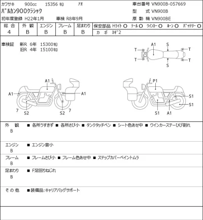 Kawasaki VULCAN900 CLASSIC лот № 8195 оценка 4  с аукциона в Японии 0