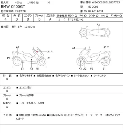 BMW  C400GT лот № 5175 оценка 4  с аукциона в Японии 0