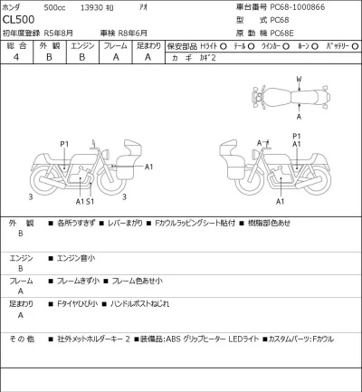 Honda CL500 лот № 5393 оценка 4  с аукциона в Японии 0