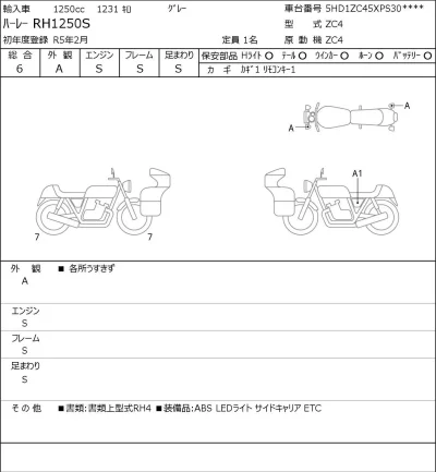 Harley-Davidson HARLEY RH1250S лот № 5432 оценка 6  с аукциона в Японии 0