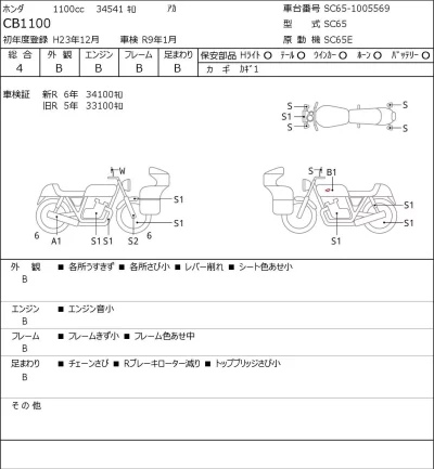 Honda CB1100 лот № 7195 оценка 4  с аукциона в Японии 0