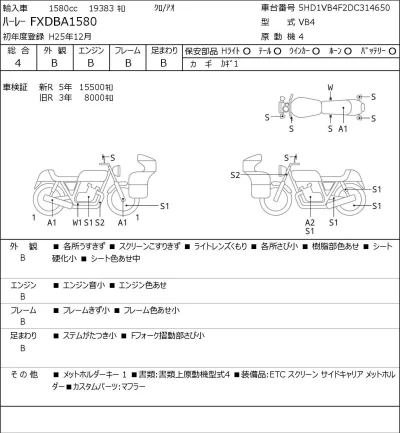 Harley-Davidson HARLEY FXDBA1580 лот № 7220 оценка 4  с аукциона в Японии 0