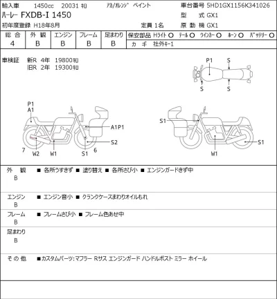 Harley-Davidson HARLEY FXDB-I 1450 лот № 7357 оценка 4  с аукциона в Японии 0
