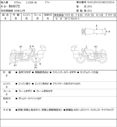 Harley-Davidson HARLEY RH975 лот № 7663 оценка 4  с аукциона в Японии 0