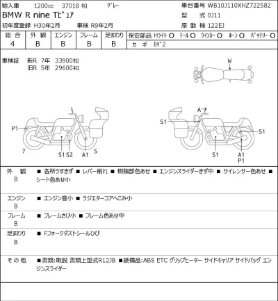 BMW  R NINE T PURE лот № 5276 оценка 4  с аукциона в Японии 0