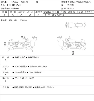 Harley-Davidson HARLEY FXFB1750 лот № 5497 оценка 5  с аукциона в Японии 0