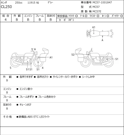Honda CL250 лот № 5630 оценка 4  с аукциона в Японии 0