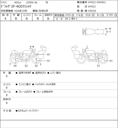Yamaha DRAGSTAR400 CLASSIC лот № 7141 оценка 4  с аукциона в Японии 0