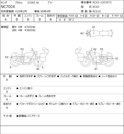 Honda NC700X лот № 7179 оценка 4  с аукциона в Японии 0