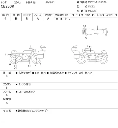 Honda CB250R лот № 8229 оценка 4  с аукциона в Японии 0