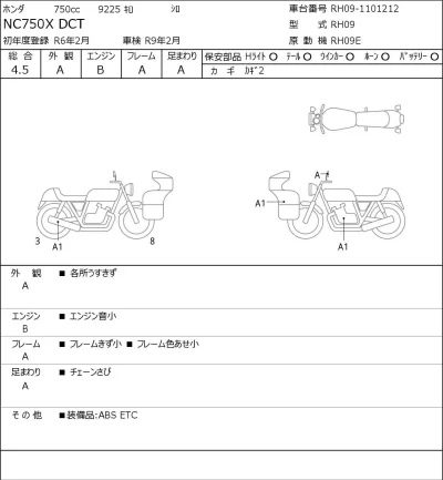 Honda NC750X DCT лот № 7362 оценка 4.5  с аукциона в Японии 0