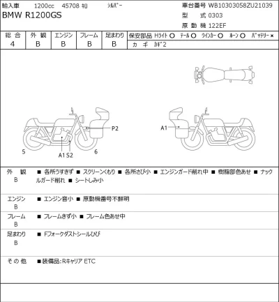 BMW  R1200GS лот № 8372 оценка 4  с аукциона в Японии 0