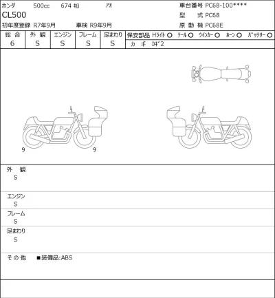 Honda CL500 лот № 8404 оценка 6  с аукциона в Японии 0