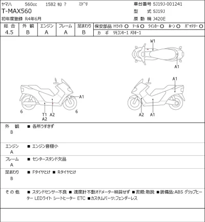 Yamaha T-MAX560 лот № 5138 оценка 4.5  с аукциона в Японии 0