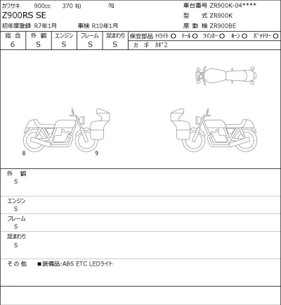 Kawasaki Z900RS SE лот № 5233 оценка 6  с аукциона в Японии 0