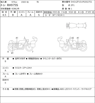 Harley-Davidson HARLEY RH975S лот № 8024 оценка 4.5  с аукциона в Японии 0