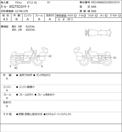 Harley-Davidson HARLEYXG750 STREET лот № 7080 оценка 4.5  с аукциона в Японии 0