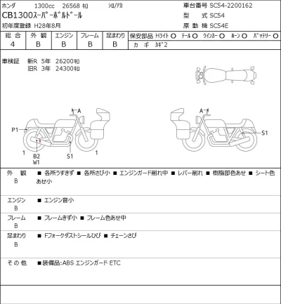 Honda CB1300SF BOLDOR лот № 7165 оценка 4  с аукциона в Японии 0