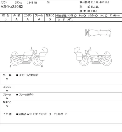 Suzuki V STROM 250SX лот № 7225 оценка 5  с аукциона в Японии 0
