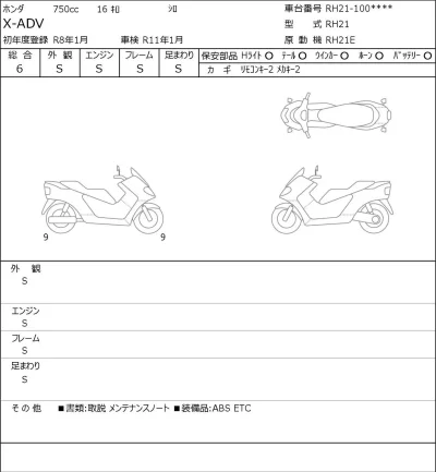 Honda X-ADV лот № 8252 оценка 6  с аукциона в Японии 0