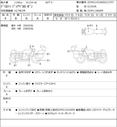 Ducati  DIAVEL CARBON лот № 5162 оценка 4  с аукциона в Японии 0