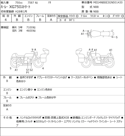 Harley-Davidson HARLEYXG750 STREET лот № 5166 оценка 4  с аукциона в Японии 0