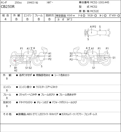 Honda CB250R лот № 5578 оценка 4  с аукциона в Японии 0