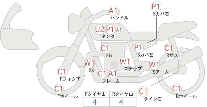 Kawasaki ZRX1100 лот № 09104 оценка 4  с аукциона в Японии