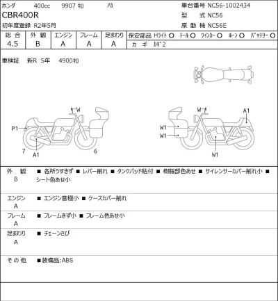 Honda CBR400R лот № 8001 оценка 4.5  с аукциона в Японии 0