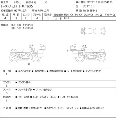 Triumph  STREET TRIPLE лот № 7101 оценка 4  с аукциона в Японии 0