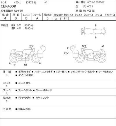 Honda CBR400R лот № 7288 оценка 4  с аукциона в Японии 0