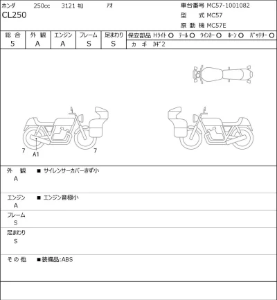 Honda CL250 лот № 8454 оценка 5  с аукциона в Японии 0