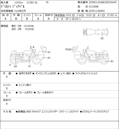 Ducati  DIAVEL лот № 5581 оценка 4  с аукциона в Японии 0