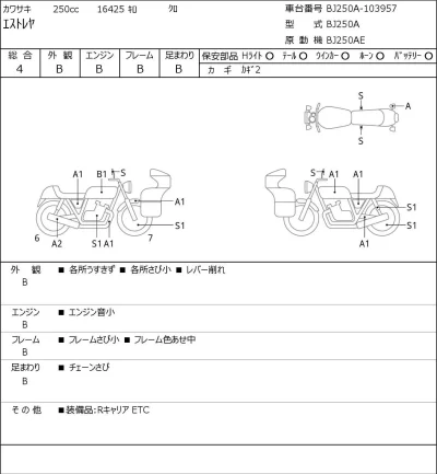 Kawasaki ESTRELLA250 RS лот № 7009 оценка 4  с аукциона в Японии 0