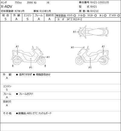 Honda X-ADV лот № 8064 оценка 5  с аукциона в Японии 0