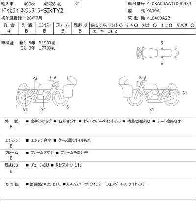Ducati  SCRAMBLER SIXTY2 лот № 8241 оценка 4  с аукциона в Японии 0