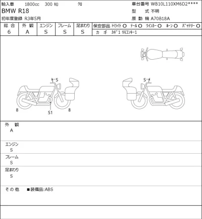 BMW  R18 FIRST EDITION лот № 7344 оценка 6  с аукциона в Японии 0