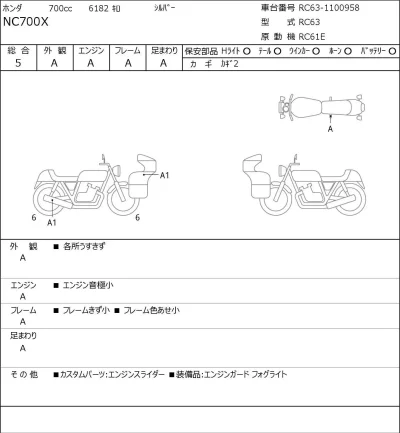 Honda NC700X лот № 8424 оценка 5  с аукциона в Японии 0