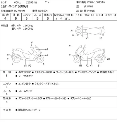 Honda SILVERWING600GT лот № 7437 оценка 4  с аукциона в Японии 0