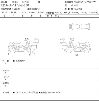 Other R ENFIELD BULLET 350 лот № 8147 оценка 6  с аукциона в Японии 0