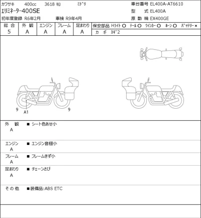 Kawasaki ELIMINATOR 400SE лот № 7148 оценка 5  с аукциона в Японии 0