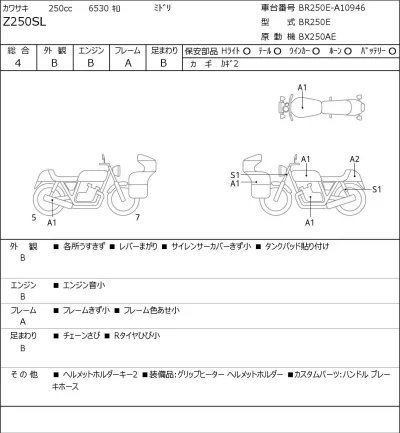 Kawasaki Z250SL лот № 8250 оценка 4  с аукциона в Японии 0