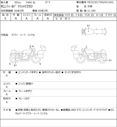 Other R ENFIELD CLASSIC 350 лот № 8281 оценка 5  с аукциона в Японии 0