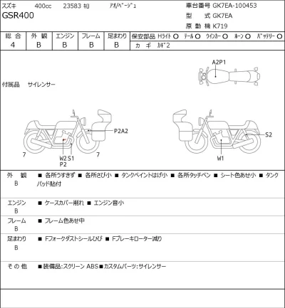 Suzuki GSR400 лот № 8482 оценка 4  с аукциона в Японии 0