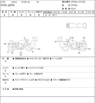 Suzuki V STROM650 лот № 8428 оценка 4  с аукциона в Японии 0